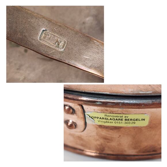 Vintage Swedish Copper Pan 9" Round Lidded Handle Vented Bergelin Kopparslagare - Picture 3 of 10